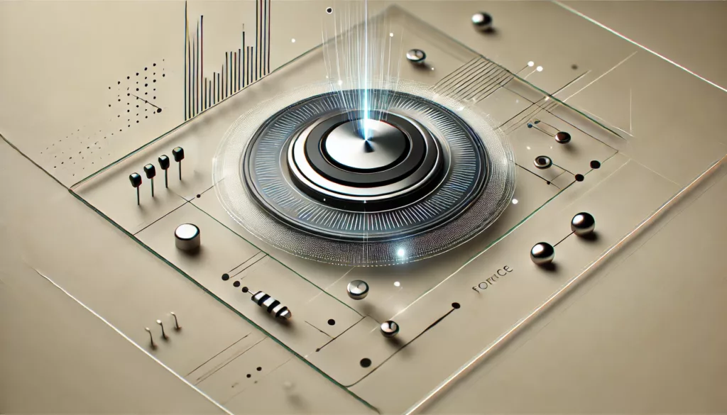 A sleek, futuristic illustration of a capacitive touch sensor measuring force.