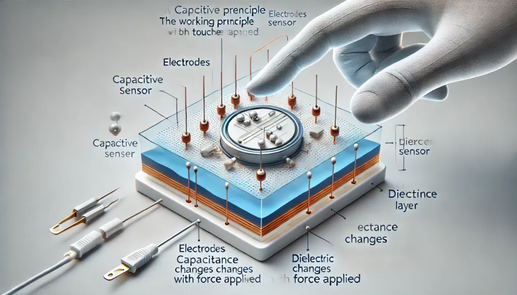 Diagram illustrating the working principle of capacitive sensors.