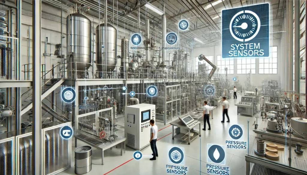 Industrial use of system sensors in manufacturing for efficiency and monitoring